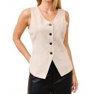 NEW TEA & CUP sleeveless suede vest in light beige